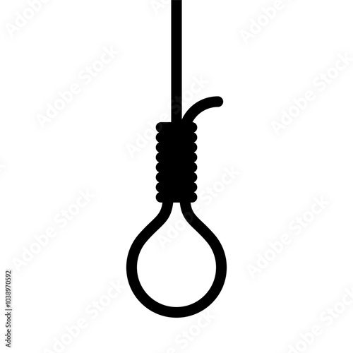 Rope hanging loop icon. Suicide rope noose