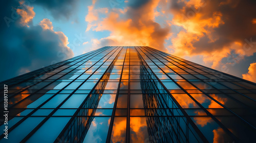 Wallpaper Mural Sky Reflections in Glass Building - Photo Torontodigital.ca