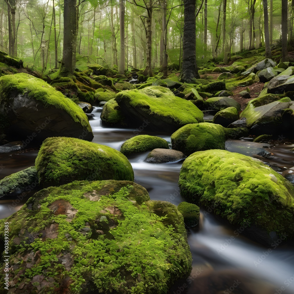 Moss Covered Rocks in the Forest Moss Covered Rocks in the Forest