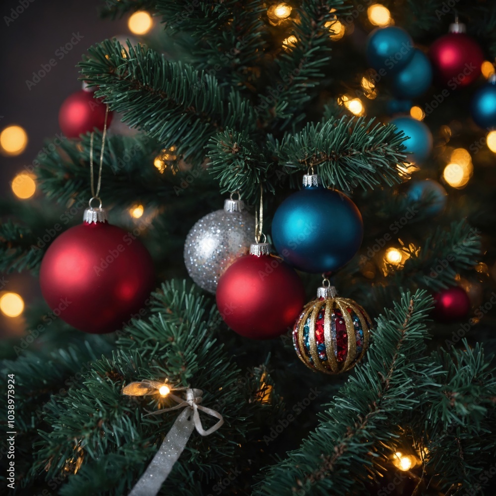 New year’s spirit reflected in tree decor New year’s spirit reflected in tree decor