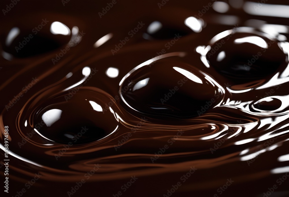 Fototapeta premium elegant close rich liquid chocolate flowing smoothly dark glossy highlighting texture creating indulgent visual feast, dessert, gourmet, confectionery