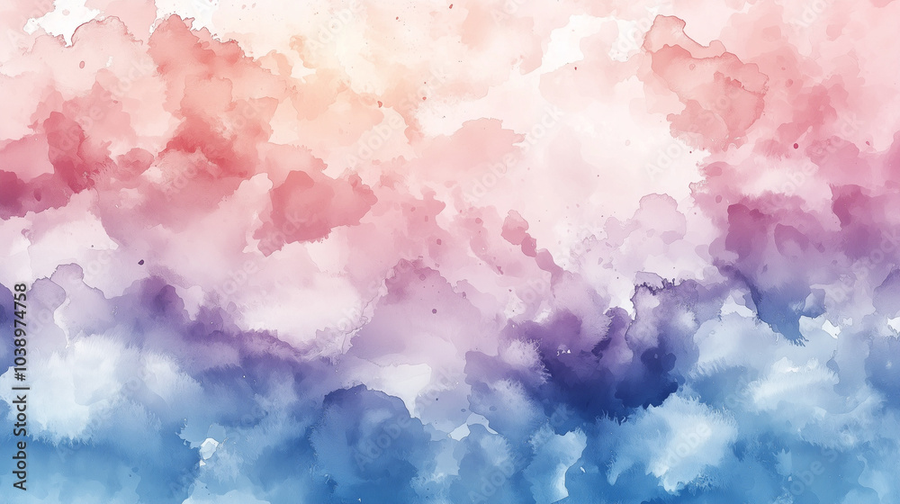 Fototapeta premium cotton candy clouds in hues of pink and blue, painted softly to create a serene, abstract skyscape