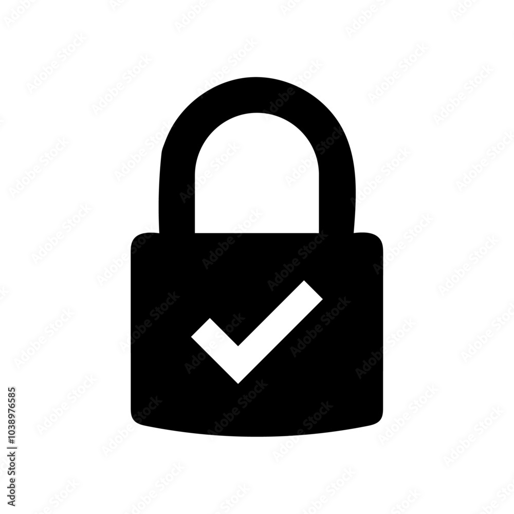 Padlock with check mark icon Padlock with check mark icon