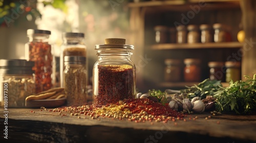 Assorted seasonings. Food background