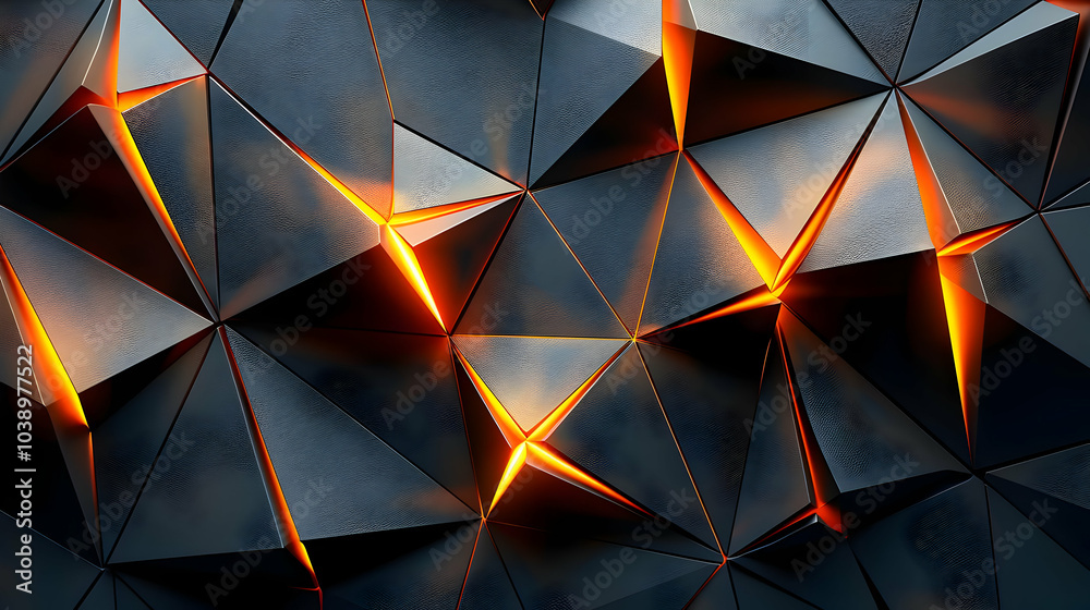 Abstract 3D Background with Black and Orange Triangles Abstract 3D Background with Black and Orange Triangles