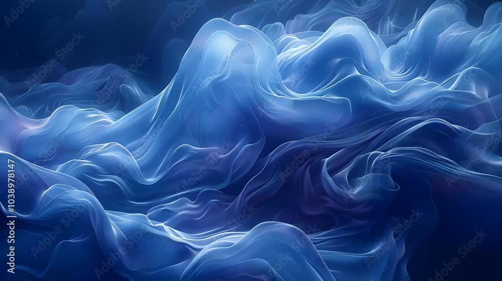 Obraz premium Abstract Blue 3D Background with Flowing Waves