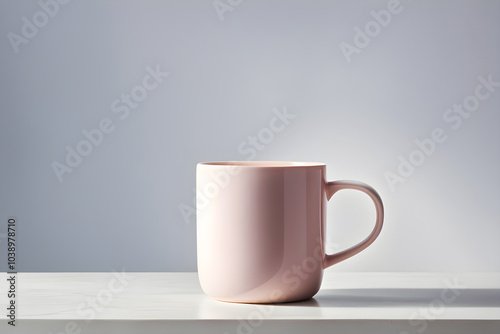 Pastel color ceramic mug on white background, Generated By Ai 