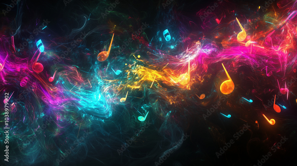 Cascade of musical notes. Cascade of musical notes.