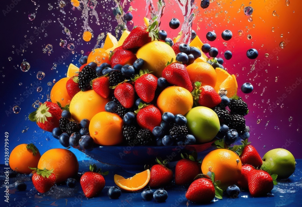 vibrant floating fresh fruit arrangement colorful background showcasing delightful mix best produce, apple, banana, orange, berry, watermelon, kiwi, mango vibrant floating fresh fruit arrangement colorful background showcasing delightful mix best produce, apple, banana, orange, berry, watermelon, kiwi, mango
