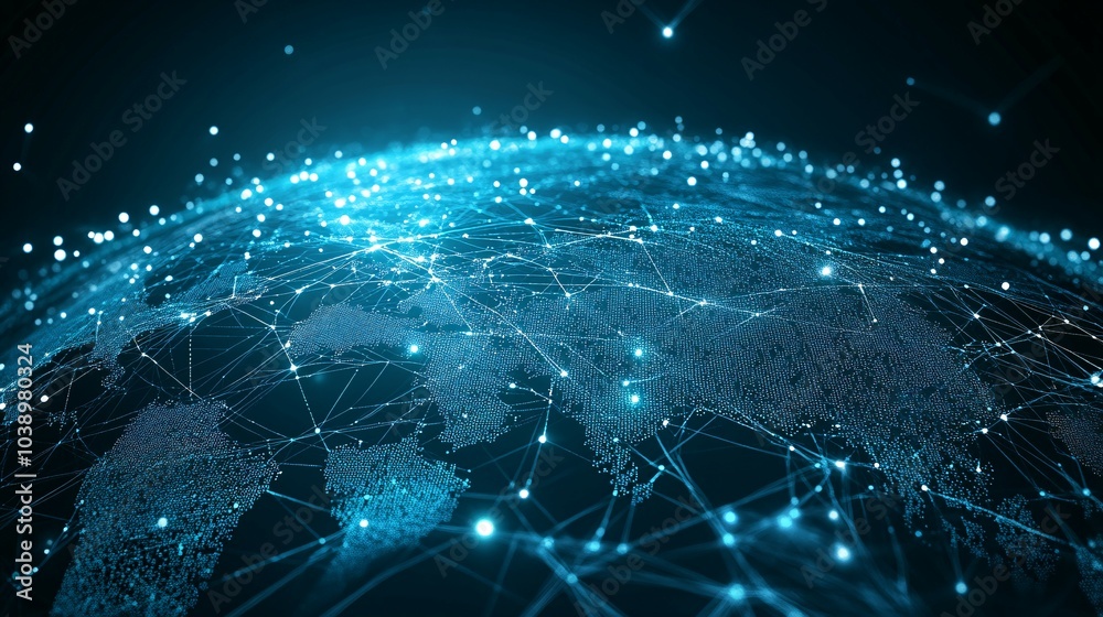 A Digital Representation of the Earth with Connected Nodes and Lines A Digital Representation of the Earth with Connected Nodes and Lines