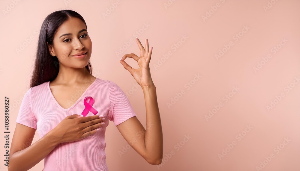 Celebrating Strength Indian Women and Pink Ribbon on a Bright Background for Awareness Celebrating Strength Indian Women and Pink Ribbon on a Bright Background for Awareness