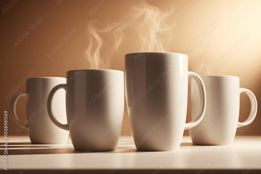 White ceramic color mug on beige background, Generated By Ai White ceramic color mug on beige background, Generated By Ai