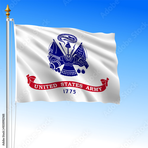 US Army official waving flag, United States of America, vector illustration