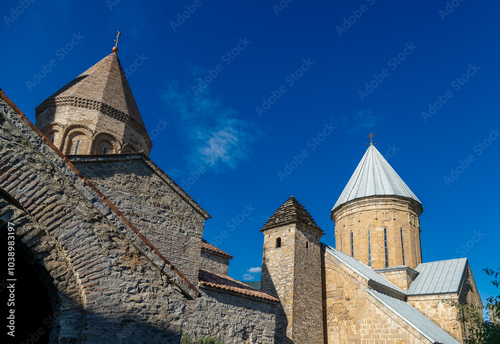 Fototapeta premium The towers of the Ananuri castle and fortress complex. The castle was the scene of numerous battles. 