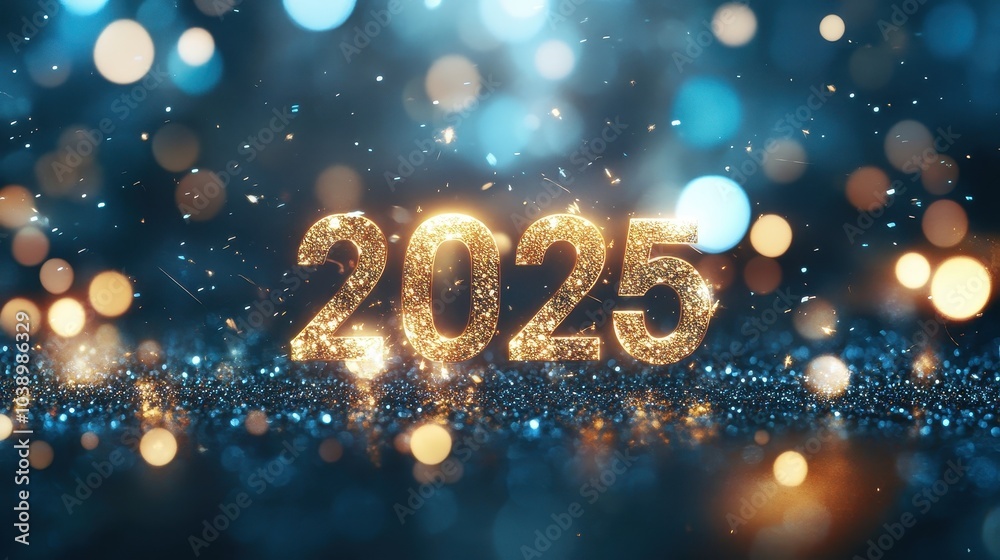 Sparkling New Year 2025 Celebration in Blue and Gold Sparkling New Year 2025 Celebration in Blue and Gold