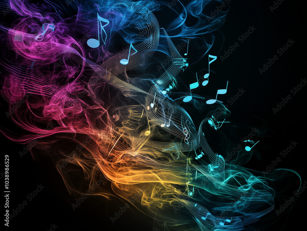 Obraz premium Cascade of musical notes.