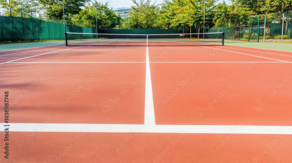 Fototapeta premium A tennis court's service line, outdoor setting with tennis court background, Urban style