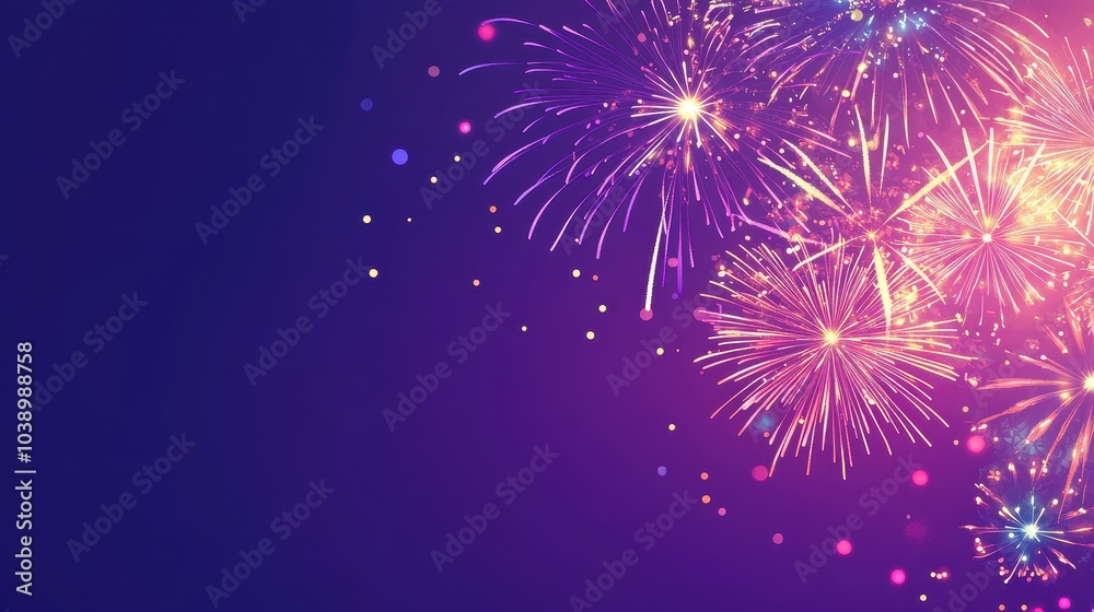 Obraz premium Vibrant Fireworks Display on a Starry Night Sky