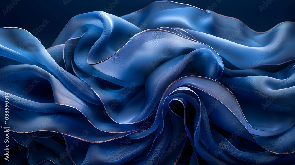 Fototapeta premium Abstract Blue Fabric Waves Background