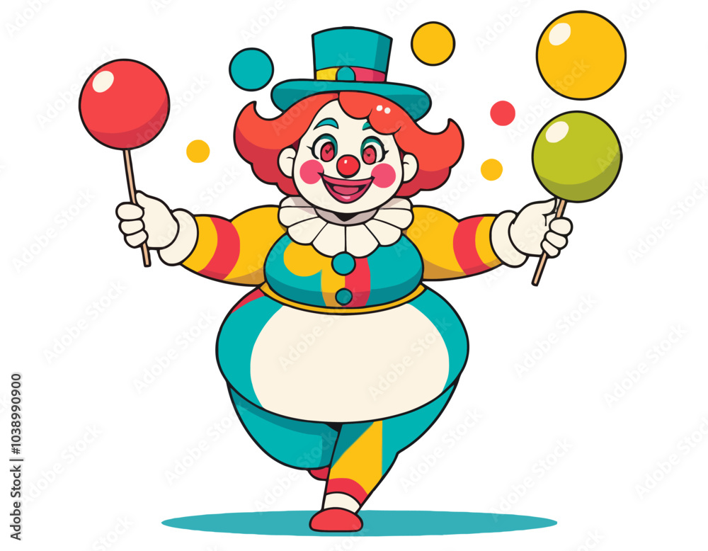 Joyful clown with colorful balloons Joyful clown with colorful balloons