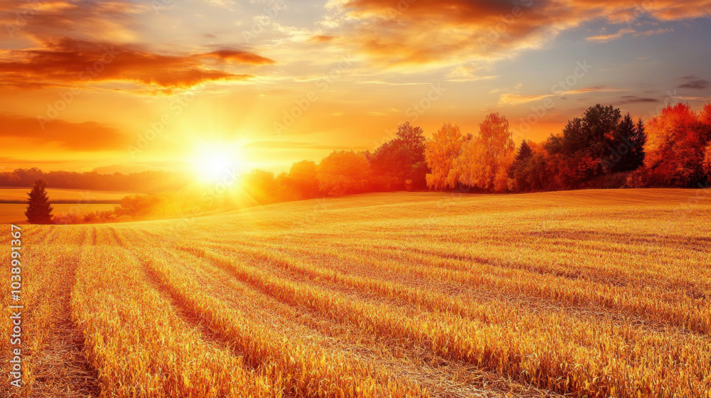 Obraz premium Scenic Landscape of a Green Field under Blue Sky