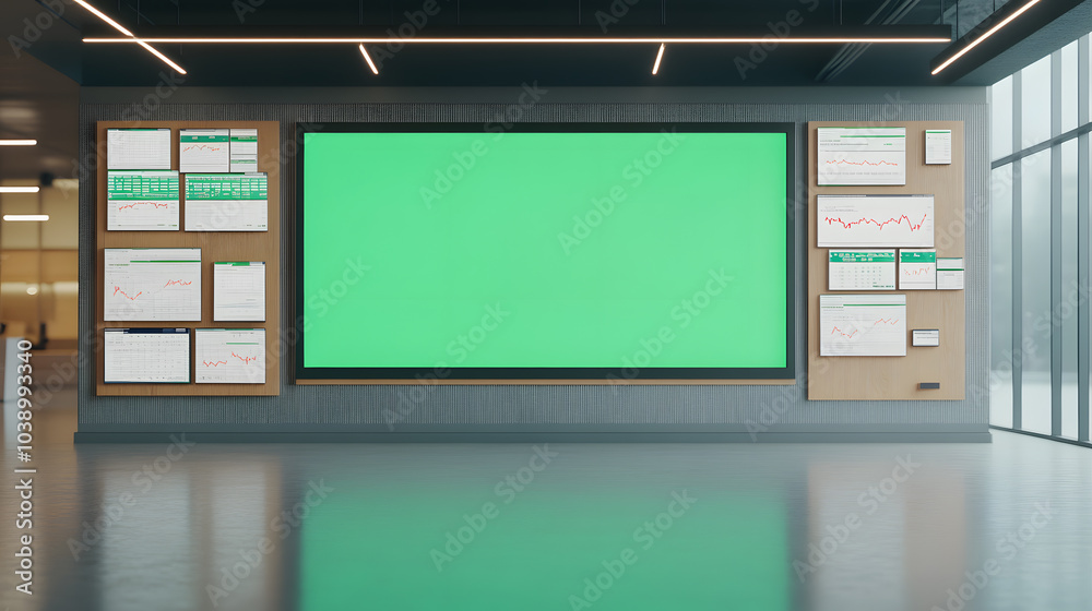 High-Tech Election Control Room with a Blank Green Screen: Modern Technology for Monitoring and Managing Elections High-Tech Election Control Room with a Blank Green Screen: Modern Technology for Monitoring and Managing Elections