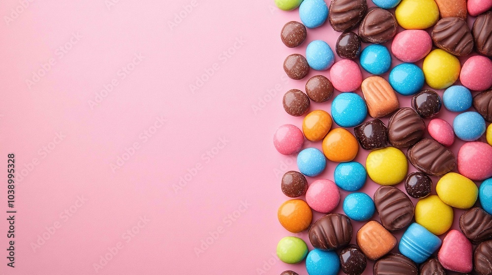 American candies on a pink background American candies on a pink background