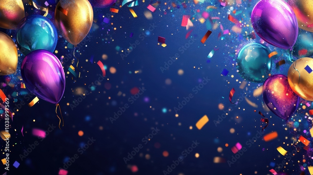Colorful Party Balloons and Confetti Celebration Background Colorful Party Balloons and Confetti Celebration Background