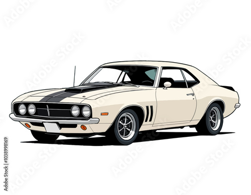 Beige vintage car illustration
