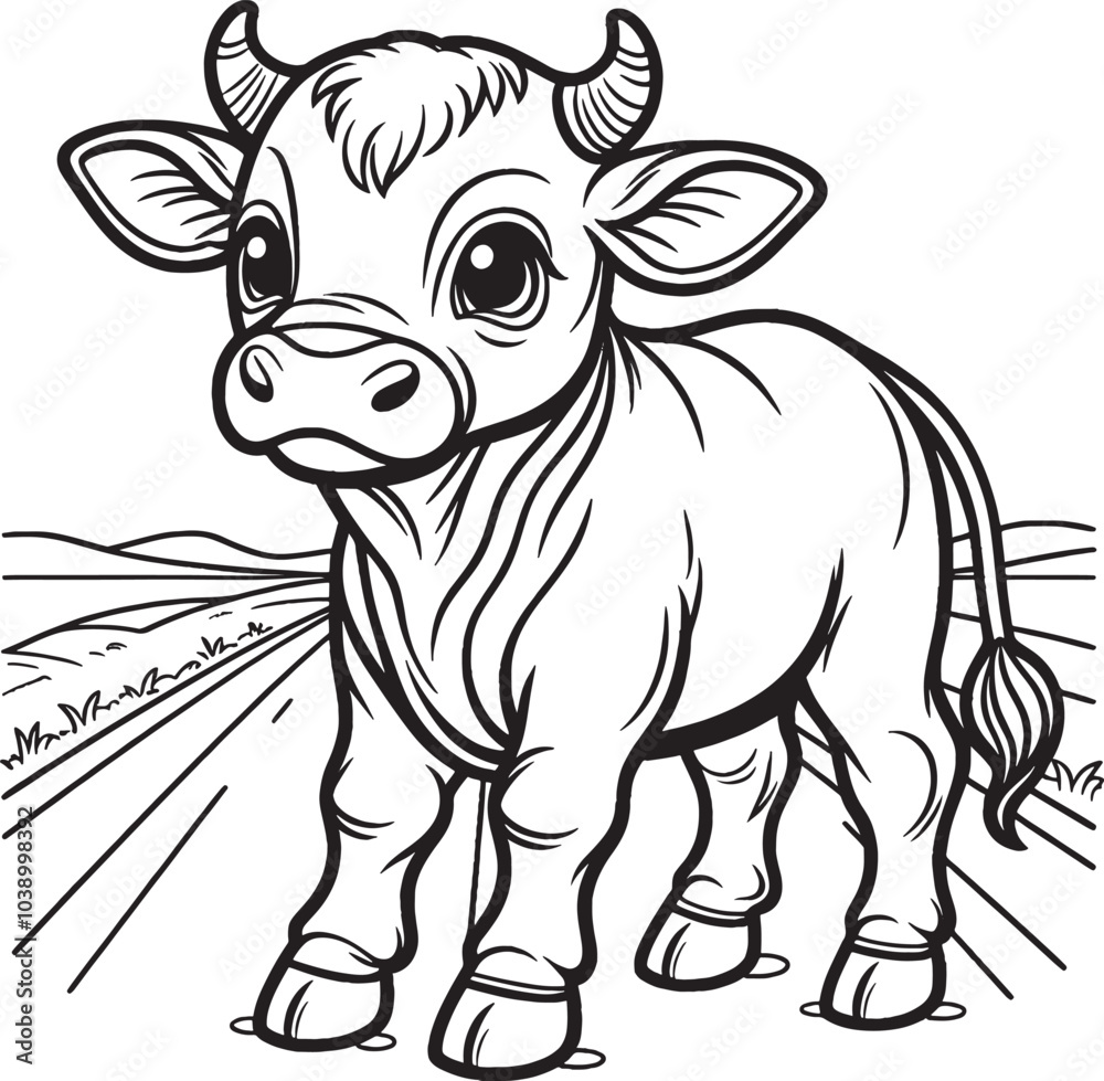 Fototapeta premium coloring page cow Vector Illustration 