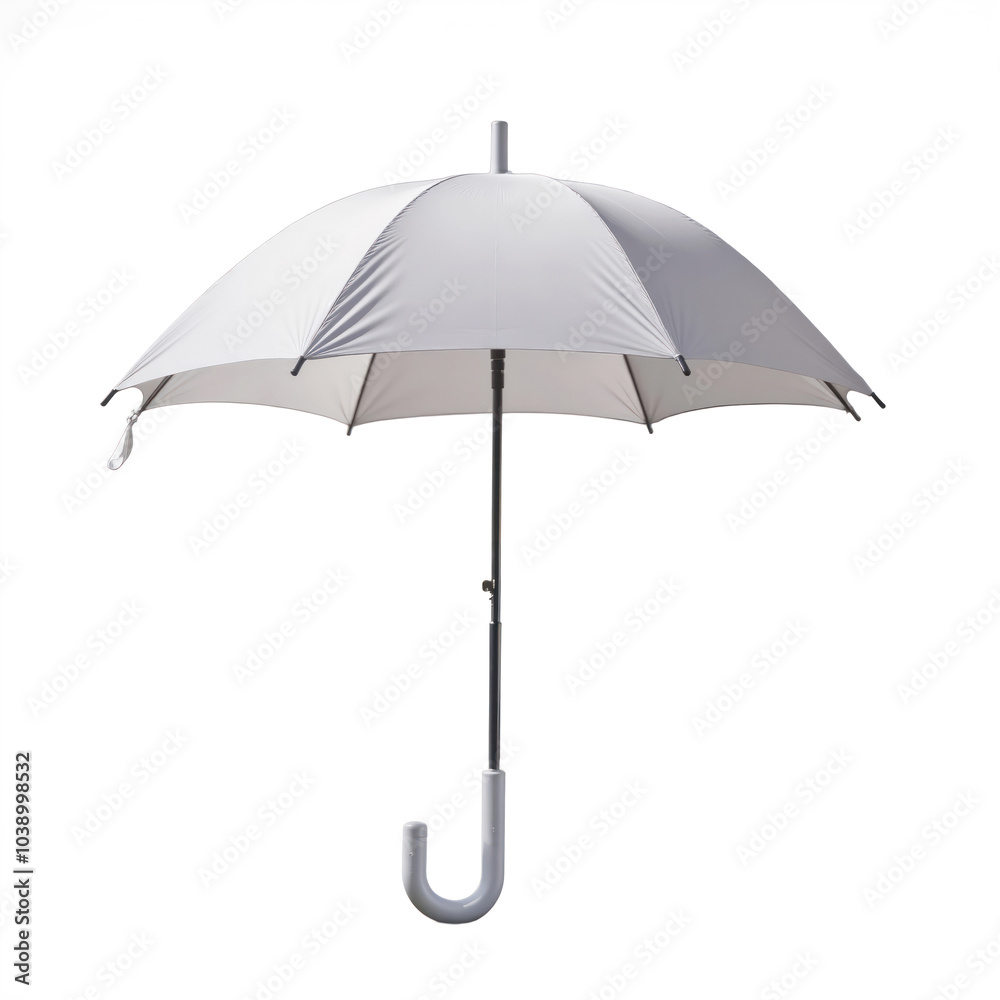 Classic white umbrella standing open on white background Classic white umbrella standing open on white background