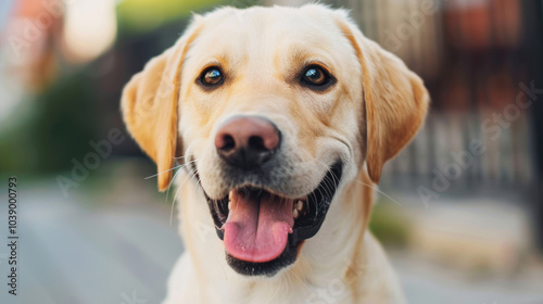 Golden Hour Labrador Retriever Enjoying Sunset in a Meadow