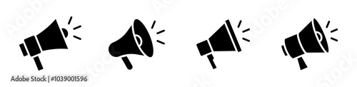 Megaphone icon set. Loudspeaker icon. Advertising and marketing icons. Vector illustration.
