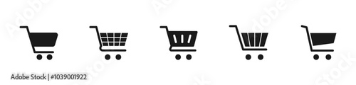 Shopping cart icon set. Trolley icon. Shopping basket icon. Online shopping button. Vector illustration.