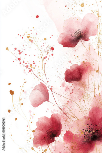 Flowers painted with watercolors on a white background