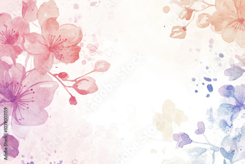 Flowers painted with watercolors on a white background