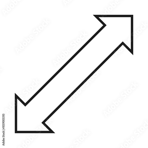 Hollow Diagonal Double Arrow Shape Icon