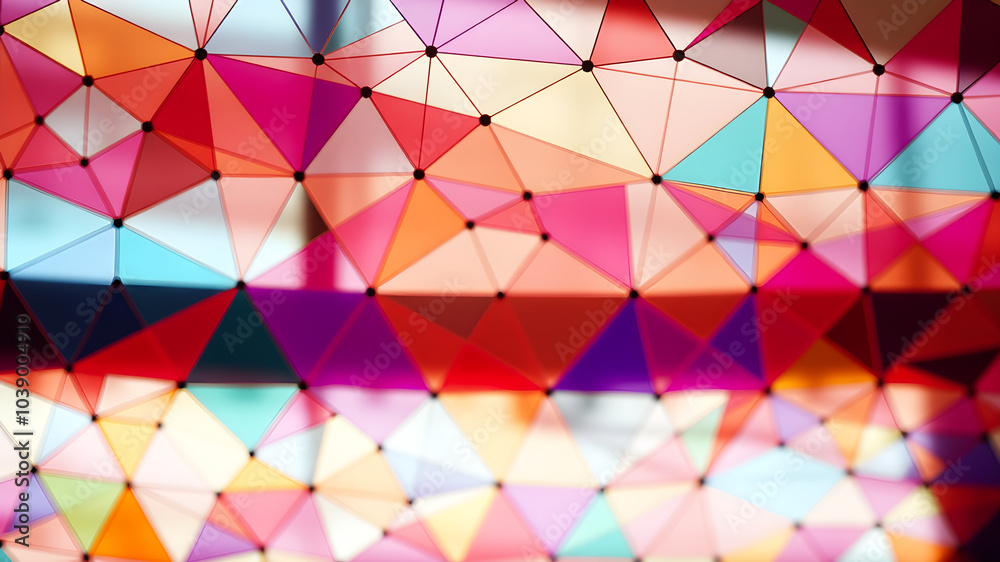 Colorful Geometric Mesh Interwoven triangles and polygons in vibrant colors Colorful Geometric Mesh Interwoven triangles and polygons in vibrant colors