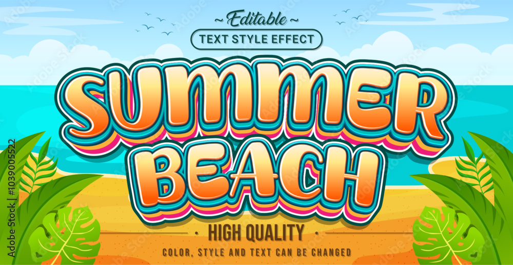 Obraz premium Editable text style effect - Summer Beach text style theme.