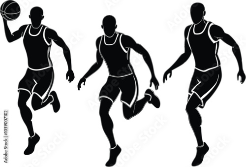 basketball player silhouette vector illustration .