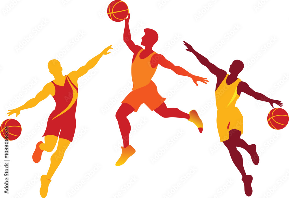 basketball player silhouette vector illustration .