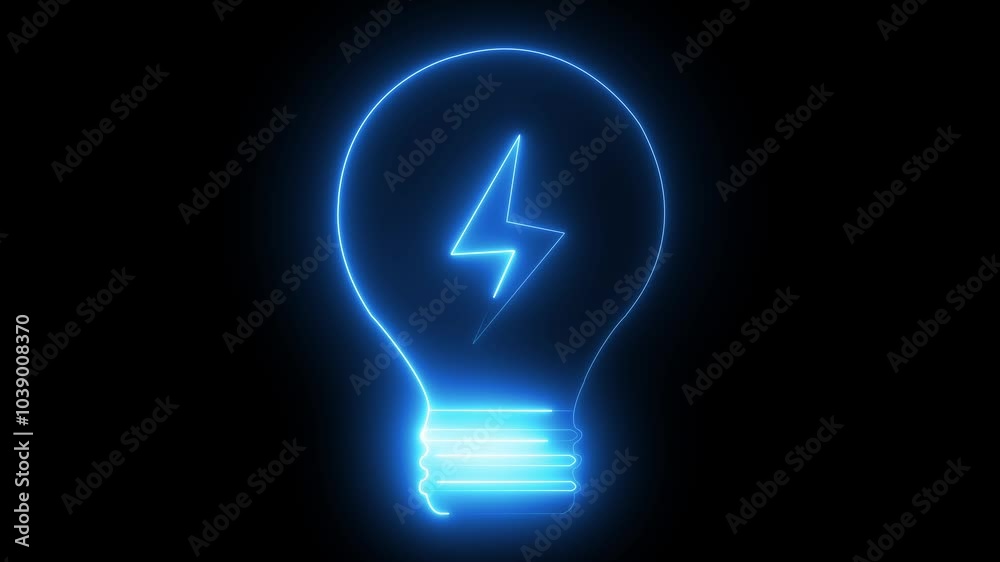 Neon electric bulb icon with charging icon animation. Light lamp sign icon on black background. Light lamp icon on black background. Neon electric bulb icon with charging icon animation. Light lamp sign icon on black background. Light lamp icon on black background.