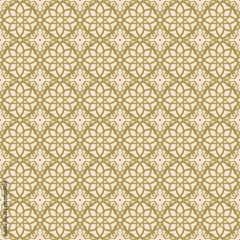 Vector golden ornamental seamless pattern in oriental style. Abstract gold geometric ornament texture in traditional islamic, arabian, moroccan style. Luxury vintage repeatable floral geo background Vector golden ornamental seamless pattern in oriental style. Abstract gold geometric ornament texture in traditional islamic, arabian, moroccan style. Luxury vintage repeatable floral geo background