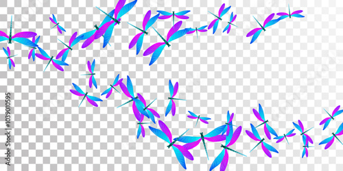 Fairy blue purple dragonfly isolated vector illustration. Spring little insects. Fancy dragonfly isolated baby background. Tender wings damselflies patten. Fragile creatures