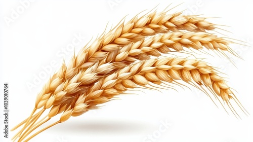 An ear of wheat isolated on transparent or white background,