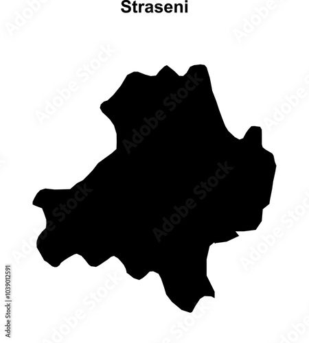 Straseni district blank outline map