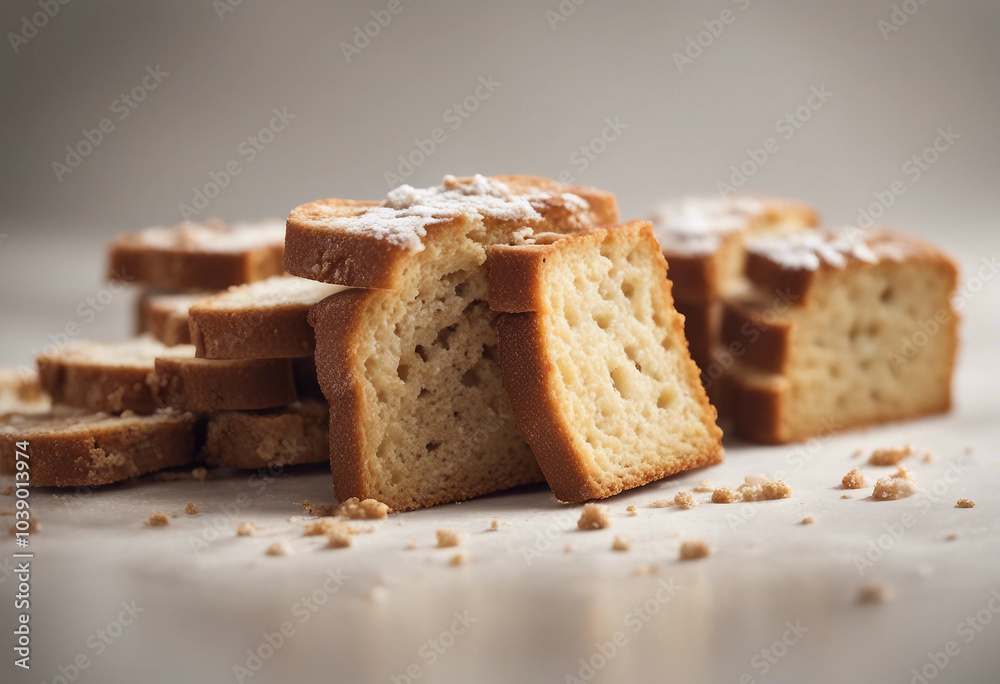 Broken bread rusks with crumbs isolated on white or transparent Broken bread rusks with crumbs isolated on white or transparent
