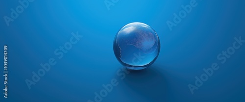 a glass ball on a blue background photo