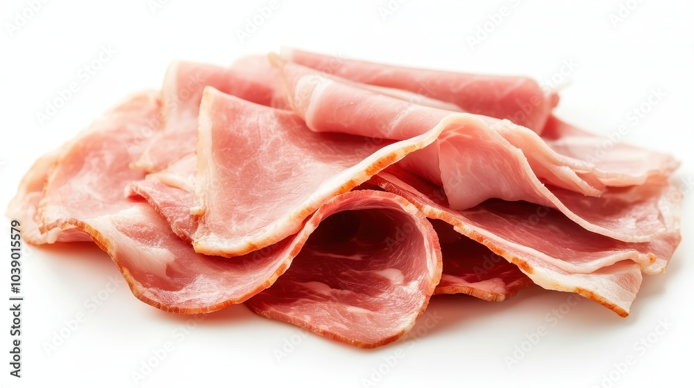 Boiled slice Ham isolated on white background, great breakfast or appetizer ingredient. Boiled slice Ham isolated on white background, great breakfast or appetizer ingredient.