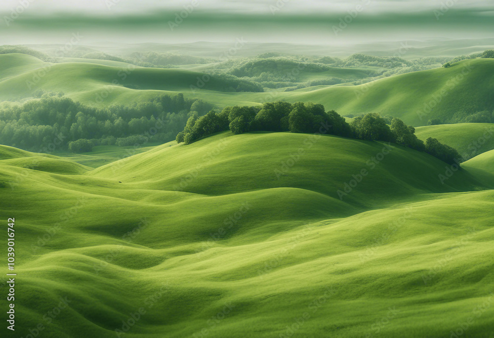 Green hills panorama landscape isolated on white or transparent Green hills panorama landscape isolated on white or transparent